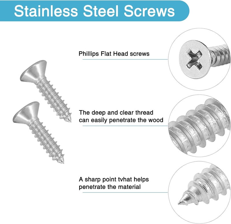 HOUYITOU 21PCS 1.42” x 0.63” Straight Flat Brace, Stainless Steel Sturdy Bracket, Metal Strap for Wood Furniture Chair with 42PCS Screws - Image 3